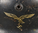 WWII German Luftwaffe Model 1935 Reissue Single Decal Combat Helmet, Named