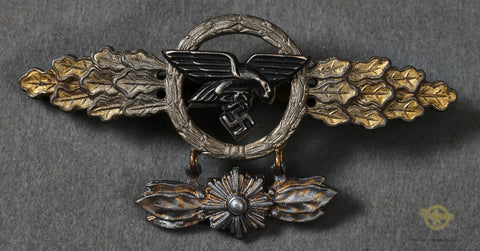 German WWII Luftwaffe Operational Fly Clasp in Gold for Transport and Glider Squadrons w/Pendant