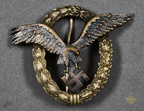 WWII German Luftwaffe Pilot's Badge by Juncker from Tim Calvert Collection
