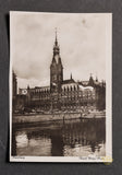 German WWII Postcard of Hamburg Town Hall Decorated in Flags