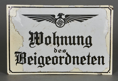 German WWII White Enameled Sign