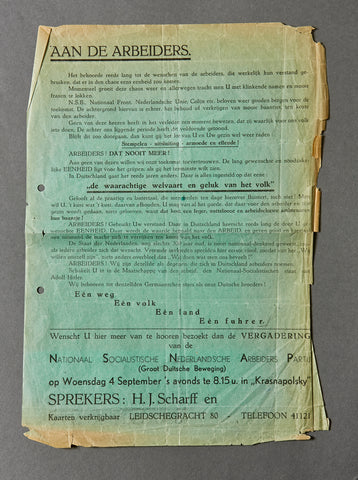 Dutch WWII National Socialist Notice to the Workers
