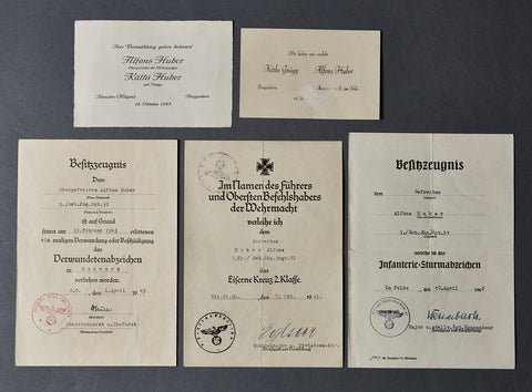 German WWII Collection of Documents for Alfons Huber