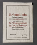 Third Reich 10 Year NSDAP Long Service Document, Large Format Type
