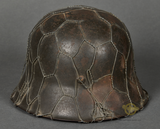 WWII German Army Model 1942 Single Decal Helmet with Full Basket Chicken Wire