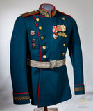 WWII Soviet Russian Red Army Generals Victory Parade Tunic, Visor Cap and Brocade Belt