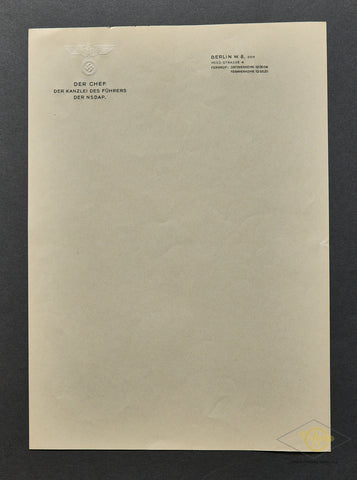 Reichschancellery Stationery of Chief Philipp Bouhler