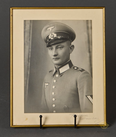 German WWII Original Photo of Heer Soldier in Original Brass Frame