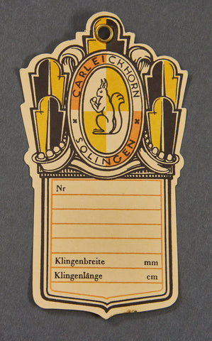 German Pre-WWII Original Paper Eickhorn Quality Control Tag