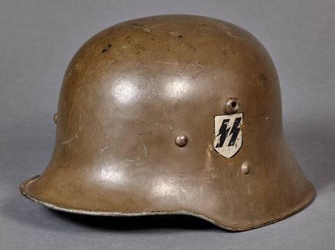 EXTREMELY RARE Austrian Brown Model 1916 SS Double Decal Helmet