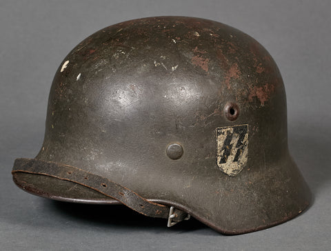 RARE WWII German Model 1940 SS Double Decal Helmet with Reverse Decals