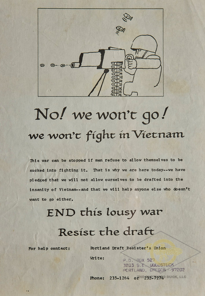 Vietnam War era Portland Draft Resister’s Union Hand Out The Ruptured