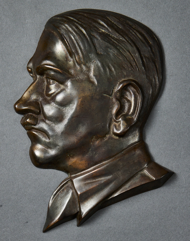 German WWII Heavy Bronze Profile of Hitler The Ruptured Duck, LLC
