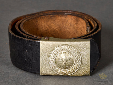 Pre-WWII German Reichswehr Heer (Army) EM/NCO's Belt with Pebbled Nickel Silver Belt Buckle (Koppelschloß)