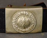 Pre-WWII German Reichswehr Heer (Army) EM/NCO's Belt with Pebbled Nickel Silver Belt Buckle (Koppelschloß)