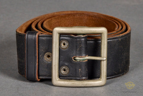 US Korean War Vintage Black Leather Combat Belt with Single Claw Buckle Set