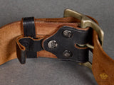 US Korean War Vintage Black Leather Combat Belt with Single Claw Buckle Set