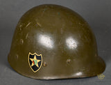 WWII US M-1 Helmet with Reissue 2nd Cavalry Painted Liner