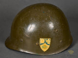 WWII US M-1 Helmet with Reissue 2nd Cavalry Painted Liner