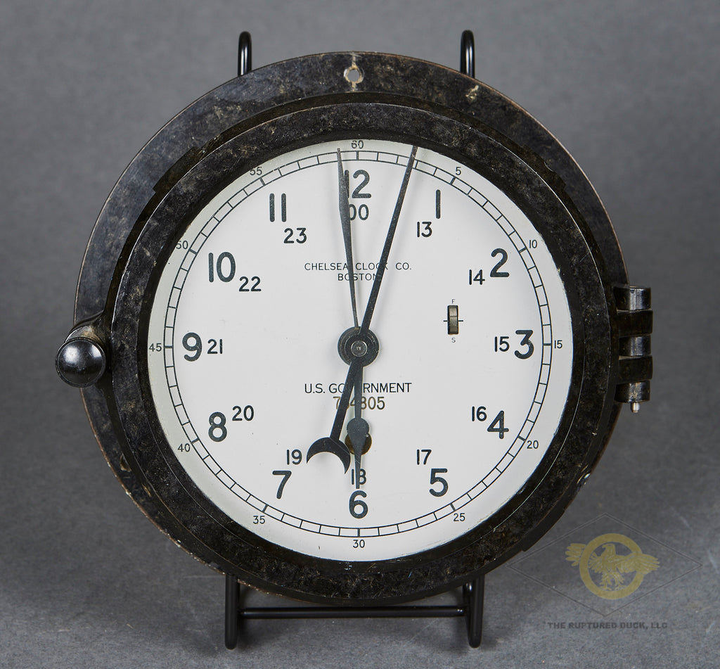 V*e様 1940s us navy CHELSEA CLOCK ww2 セスト CHELSEA WWII U S NAVY ZIG-ZAG, HACK-SET SHIPS CLOCK - ON