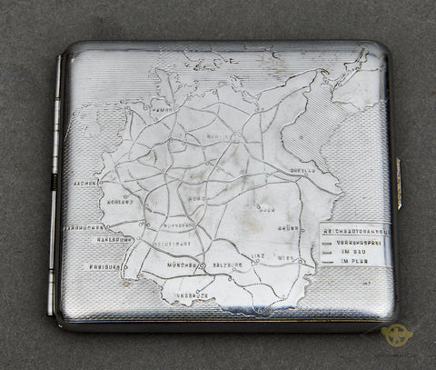 German WWII Silver Autobahn Cigarette Case