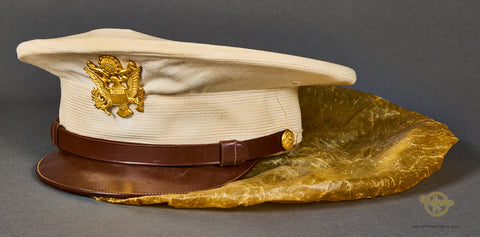 Vintage US Officers Summer Visor Cap with Rain Cover