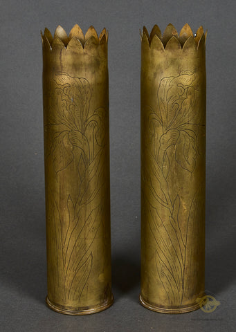 Pair of WWI French Trench Art Field Gun Shells
