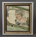 German WWII Framed Painting of Werner Mölders