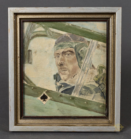 German WWII Framed Painting of Werner Mölders