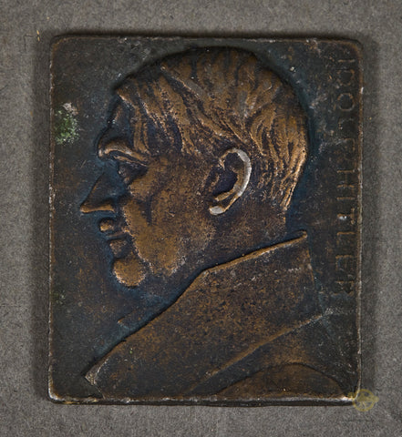 German WWII Small Bronze Adolf Hitler Plaque