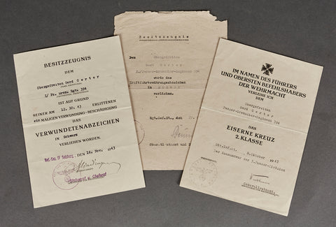 Three Award Document Grouping for Army Panzer Grenadier Senior Corporal