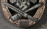 German WWII Numbered General Assault Badge for 50 Assaults, by Rudolf Karneth