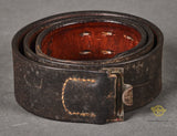 German WWII Black Leather Combat Belt