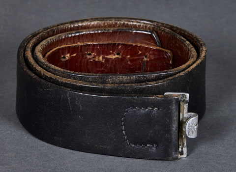 German WWII Black Leather Military Belt