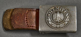 German WWII Army Buckle w/ Leather Tab by Franz Reischauer