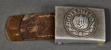 German WWII Army Enlisted Man’s Belt Buckle w/Leather Tab by Gustav Brehmer