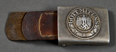 German WWII Army Buckle w/ Leather Tab