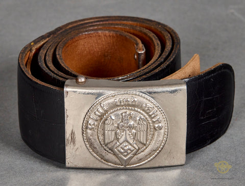 German WWII Hitler Youth Black Patent Leather Belt and Buckle Set