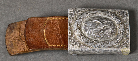German WWII Luftwaffe Buckle w/ Leather Tab
