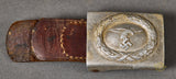 German WWII Rare Early Luftwaffe Droop Tail Belt Buckle w/Leather Tab