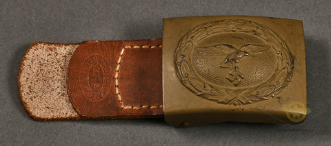 German WWII Luftwaffe Tropical Buckle w/ Leather Tab