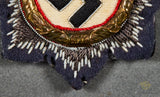 German WWII Luftwaffe Cloth German Cross in Gold