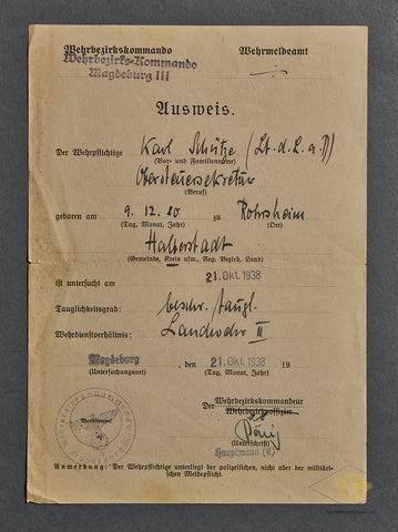 Early War era Ausweis (Identification Certificate)