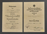 WWII German Pair of Award Documents to the Same Soldier