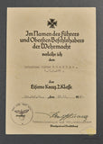 WWII German Pair of Award Documents to the Same Soldier