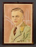 German WWII Hand Painted Portrait of Luftwaffe Obergefreiter in Flight or Paratrooper Unit