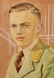 German WWII Hand Painted Portrait of Luftwaffe Obergefreiter in Flight or Paratrooper Unit