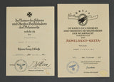 Paratrooper Award Document Grouping to Feldwebel (Sergeant) August Potowski