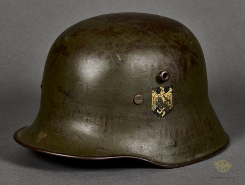 WWII German Army Double Decal Helmet, Reissued from Model 1918 WWI Helmet