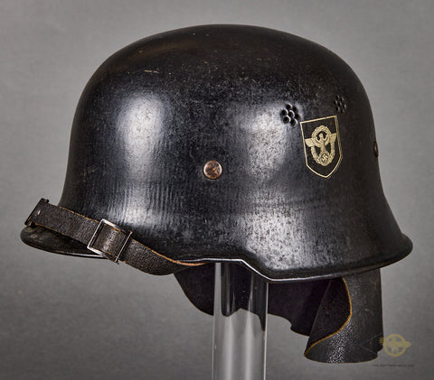 Third Reich Fire Police Model 1934 Helmet with Neck Flap